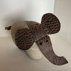 Ellie The Elephant Doorstop Linen & Leather
